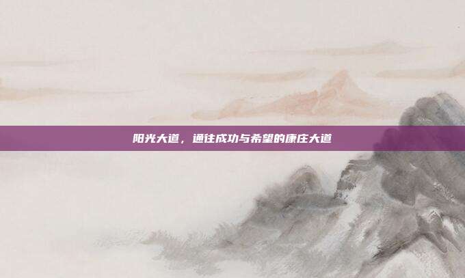 阳光大道,通往成功与希望的康庄大道