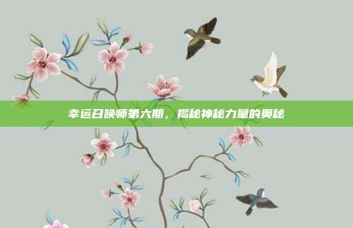 幸运召唤师第六期,揭秘神秘力量的奥秘