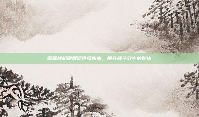 雷霆战机副武器选择指南,提升战斗效率的秘诀