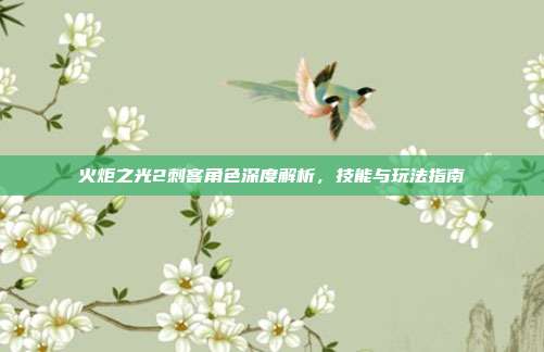 火炬之光2刺客角色深度解析,技能与玩法指南