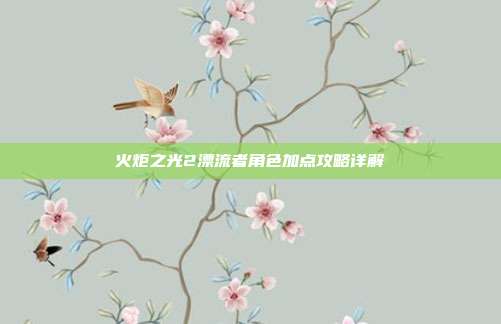 火炬之光2漂流者角色加点攻略详解