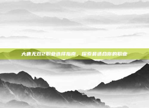 大唐无双2职业选择指南,探索最适合你的职业
