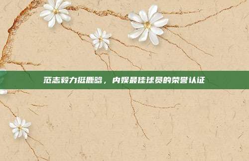 范志毅力挺鹿晗,内娱最佳球员的荣誉认证