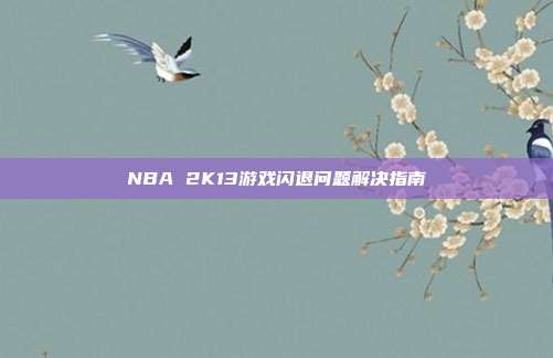 NBA 2K13游戏闪退问题解决指南