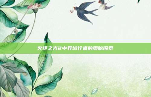 火炬之光2中异域行者的奥秘探索