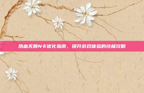 热血无赖N卡优化指南,提升游戏体验的终极攻略