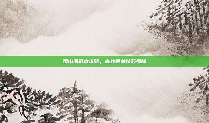 观山海副本攻略,高效通关技巧揭秘