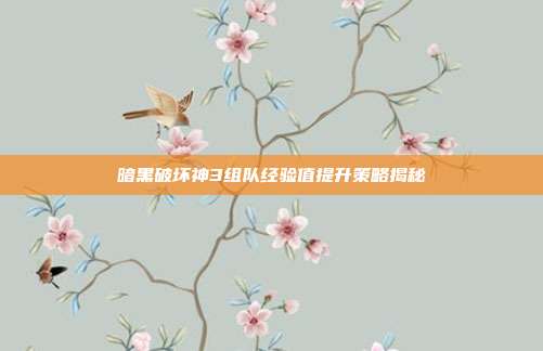 暗黑破坏神3组队经验值提升策略揭秘