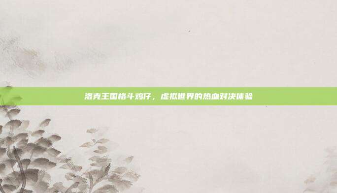 洛克王国格斗鸡仔,虚拟世界的热血对决体验