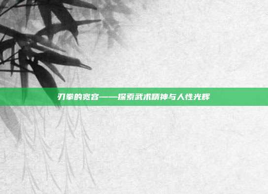 刃拳的宽容——探索武术精神与人性光辉