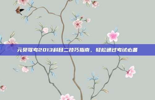 元贝驾考2013科目二技巧指南,轻松通过考试必备
