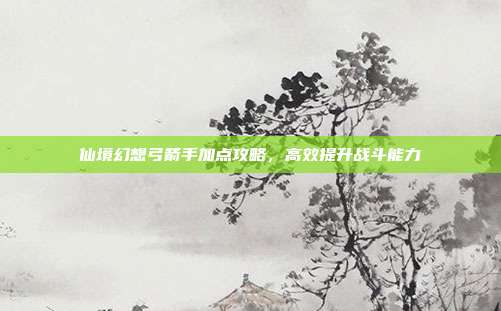 仙境幻想弓箭手加点攻略,高效提升战斗能力