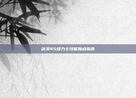 剑灵45级力士技能加点指南