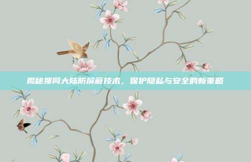 揭秘搜同大陆防屏蔽技术,保护隐私与安全的新策略