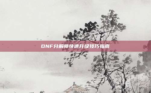 DNF分解师快速升级技巧指南