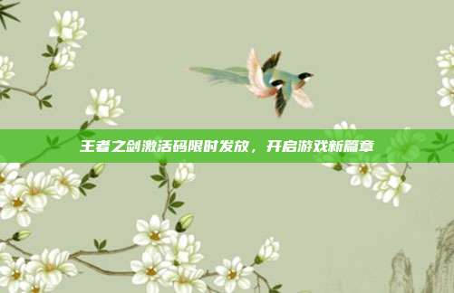 王者之剑激活码限时发放,开启游戏新篇章