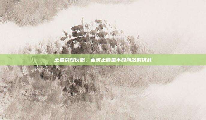 王者荣耀反思,面对正能量不良网站的挑战
