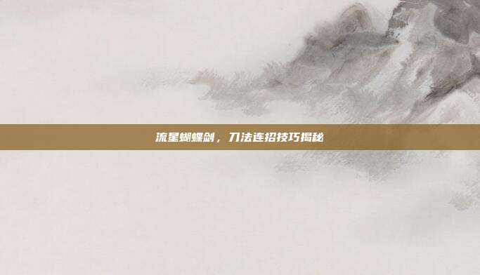 流星蝴蝶剑,刀法连招技巧揭秘