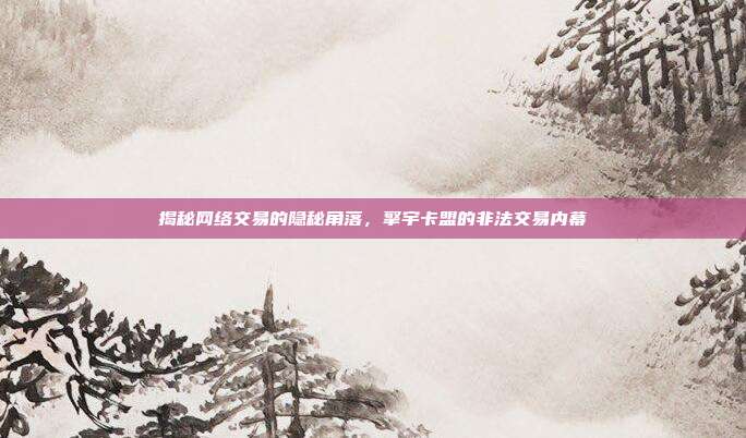揭秘网络交易的隐秘角落,擎宇卡盟的非法交易内幕