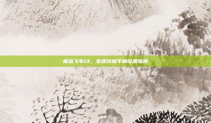极品飞车13,变速终极手柄设置指南