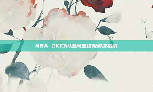 NBA 2K13闪退问题终极解决指南