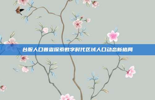 台服人口普查探索数字时代区域人口动态新格局