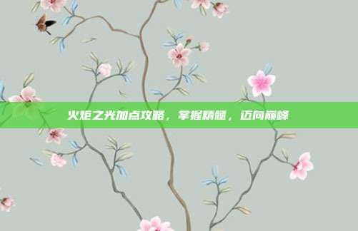 火炬之光加点攻略,掌握精髓,迈向巅峰