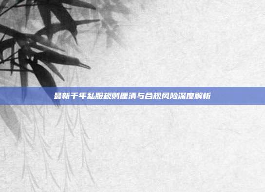 最新千年私服规则厘清与合规风险深度解析