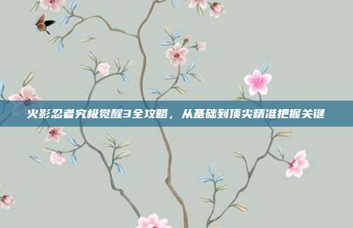 火影忍者究极觉醒3全攻略,从基础到顶尖精准把握关键