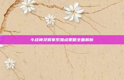 斗战神灵猴拳系加点策略全面解析