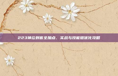 223神泣刺客全加点、实战与技能链优化攻略