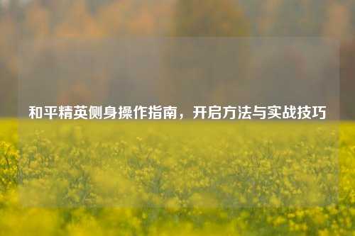 和平精英侧身操作指南,开启方法与实战技巧