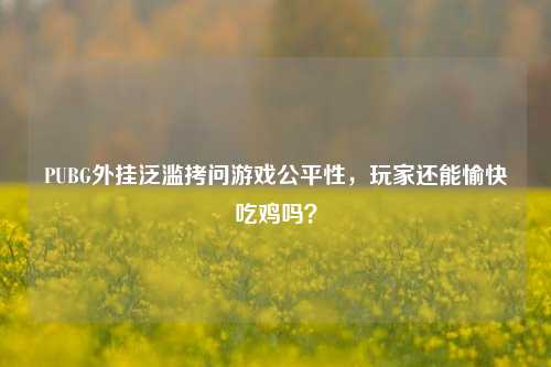 PUBG外挂泛滥拷问游戏公平性,玩家还能愉快吃鸡吗?