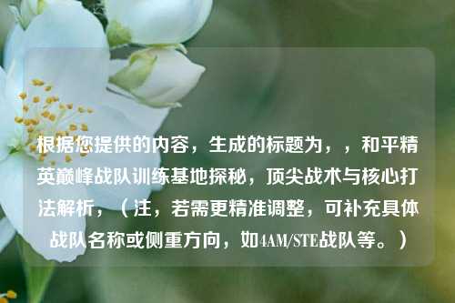 根据您提供的内容,生成的标题为,,和平精英巅峰战队训练基地探秘,顶尖战术与核心打法解析,(注,若需更精准调整,可补充具体战队名称或侧重方向,如4AM/STE战队等。)