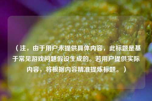 (注,由于用户未提供具体内容,此标题是基于常见游戏问题假设生成的。若用户提供实际内容,将根据内容精准提炼标题。)