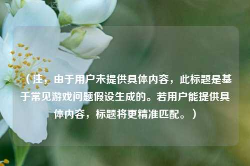 (注,由于用户未提供具体内容,此标题是基于常见游戏问题假设生成的。若用户能提供具体内容,标题将更精准匹配。)