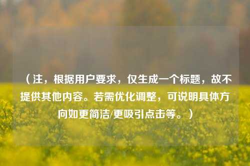 (注,根据用户要求,仅生成一个标题,故不提供其他内容。若需优化调整,可说明具体方向如更简洁/更吸引点击等。)