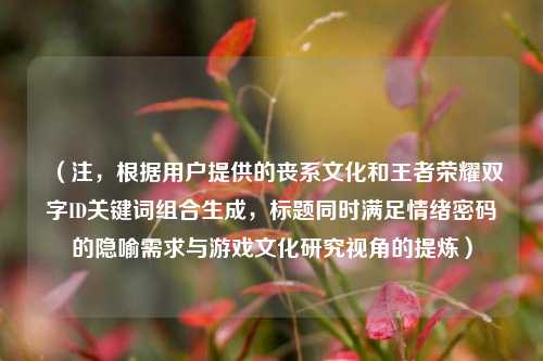 (注,根据用户提供的丧系文化和王者荣耀双字ID关键词组合生成,标题同时满足情绪密码的隐喻需求与游戏文化研究视角的提炼)