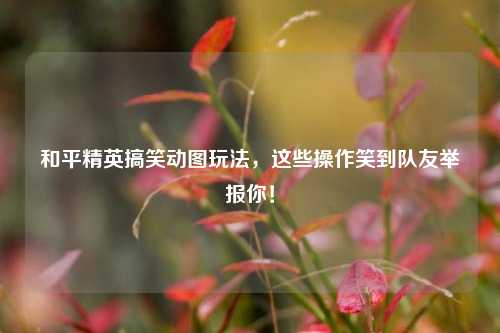 和平精英搞笑动图玩法,这些操作笑到队友举报你!
