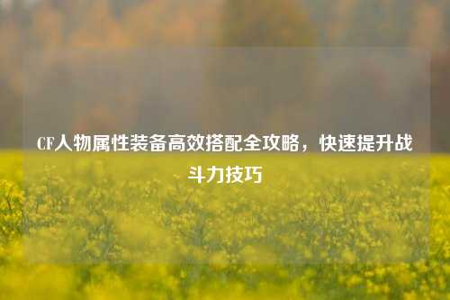 CF人物属性装备高效搭配全攻略,快速提升战斗力技巧