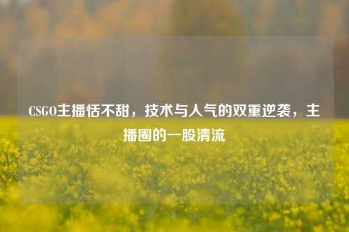 CSGO主播恬不甜,技术与人气的双重逆袭,主播圈的一股清流