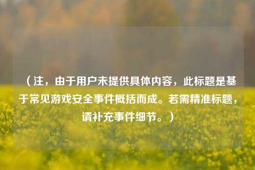 (注,由于用户未提供具体内容,此标题是基于常见游戏安全事件概括而成。若需精准标题,请补充事件细节。)