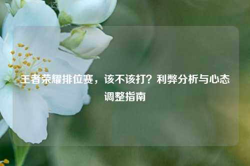 王者荣耀排位赛,该不该打?利弊分析与心态调整指南