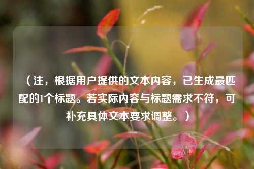 (注,根据用户提供的文本内容,已生成最匹配的1个标题。若实际内容与标题需求不符,可补充具体文本要求调整。)