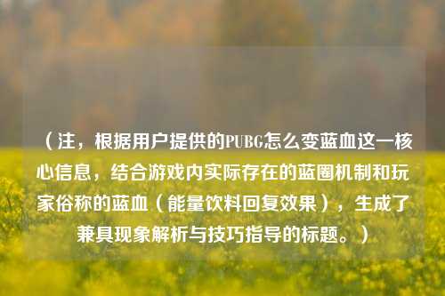 (注,根据用户提供的PUBG怎么变蓝血这一核心信息,结合游戏内实际存在的蓝圈机制和玩家俗称的蓝血(能量饮料回复效果),生成了兼具现象解析与技巧指导的标题。)