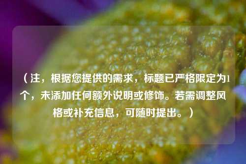 (注,根据您提供的需求,标题已严格限定为1个,未添加任何额外说明或修饰。若需调整风格或补充信息,可随时提出。)