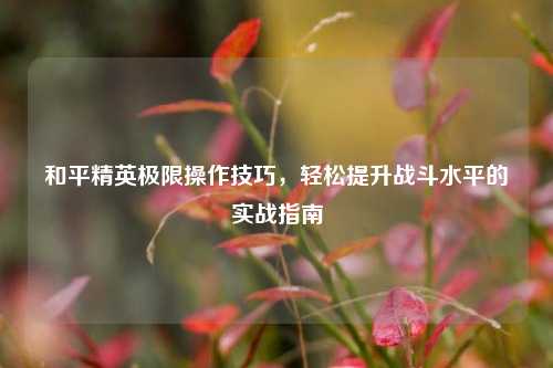 和平精英极限操作技巧,轻松提升战斗水平的实战指南
