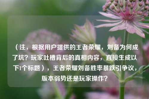 (注,根据用户提供的王者荣耀,刘备为何成了坑?玩家吐槽背后的真相内容,直接生成以下1个标题),王者荣耀刘备胜率暴跌引争议,版本弱势还是玩家操作?