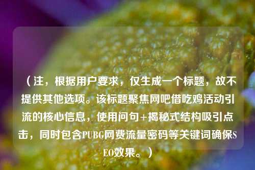 (注,根据用户要求,仅生成一个标题,故不提供其他选项。该标题聚焦网吧借吃鸡活动引流的核心信息,使用问句+揭秘式结构吸引点击,同时包含PUBG网费流量密码等关键词确保SEO效果。)