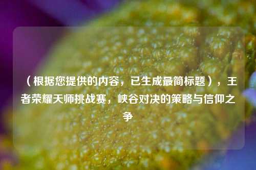 (根据您提供的内容,已生成最简标题),王者荣耀天师挑战赛,峡谷对决的策略与信仰之争